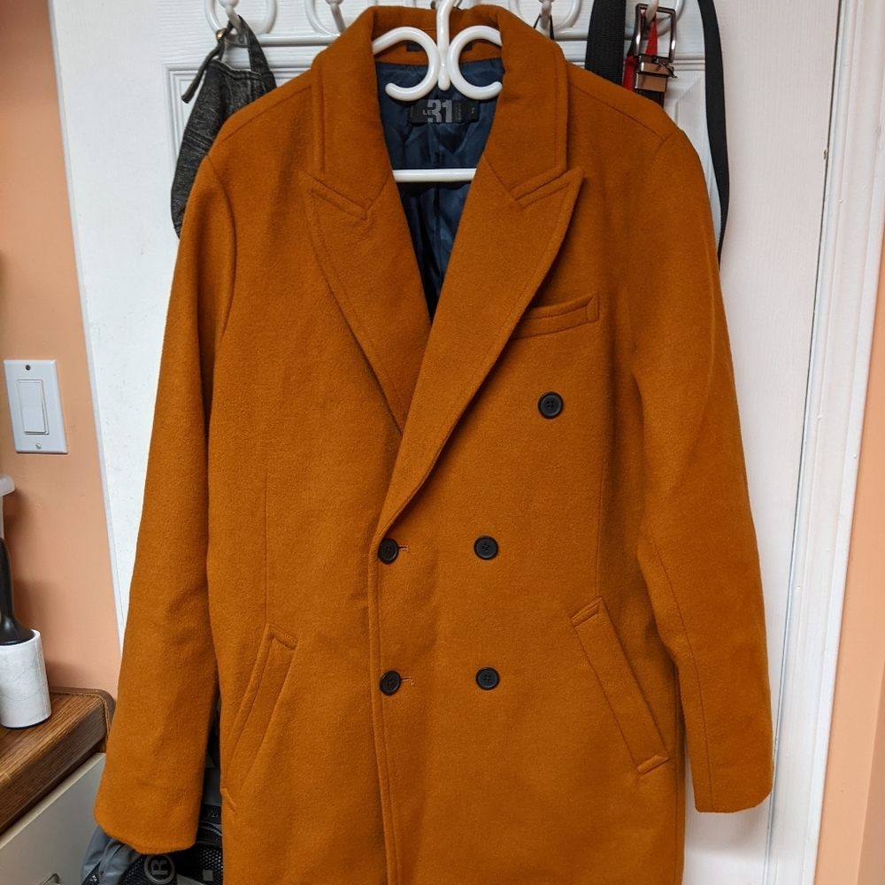 Simon's LE31 Camel Long Pea Coat 42